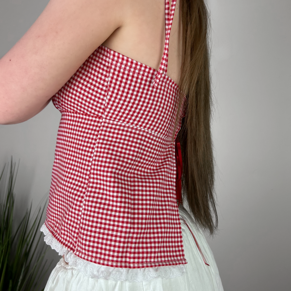 Cherry Ruched Bust Top