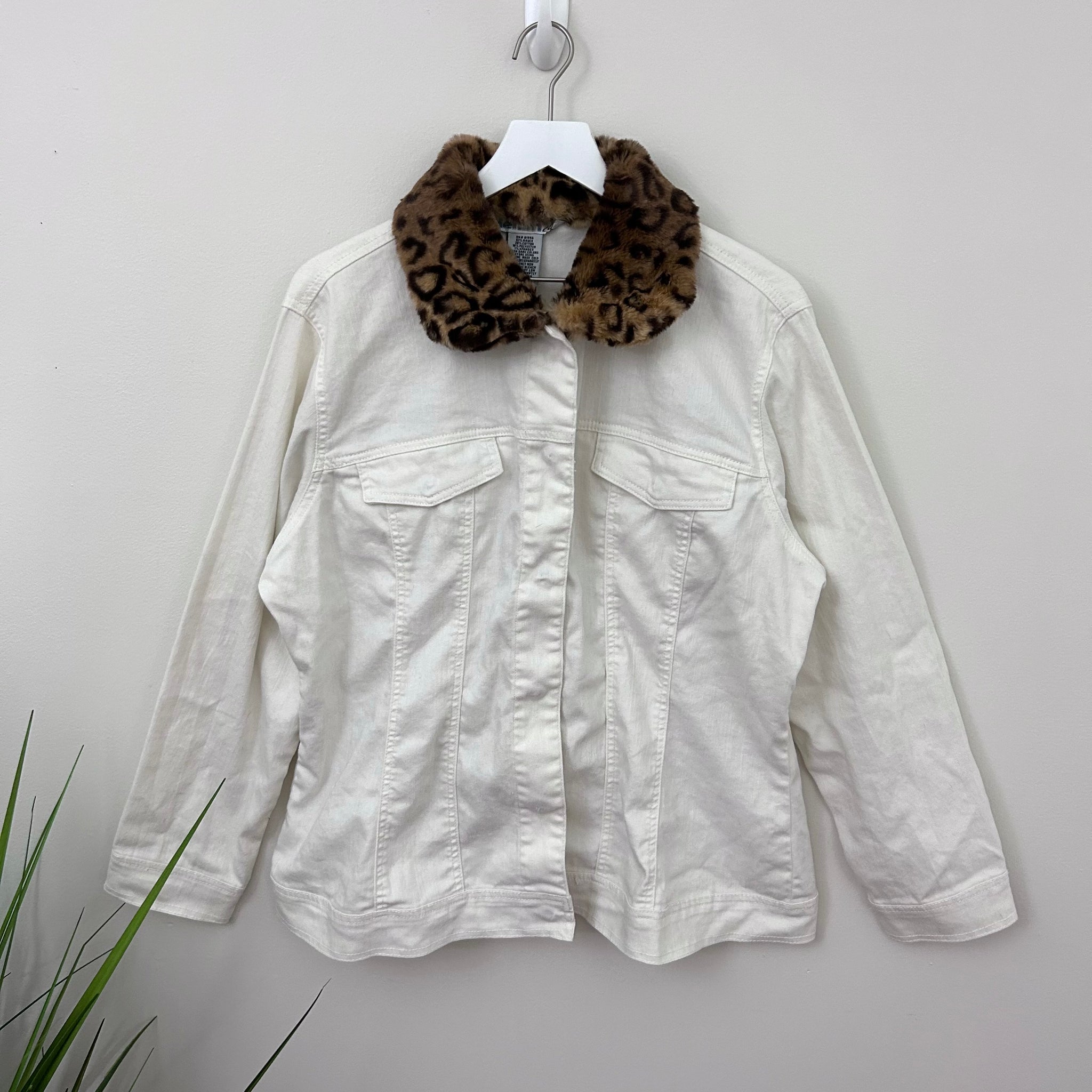 Leopard Trim Denim Jacket