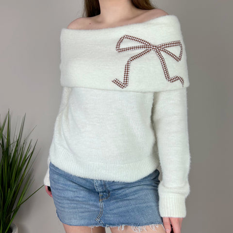 Off the Shoulder Bow Sweater