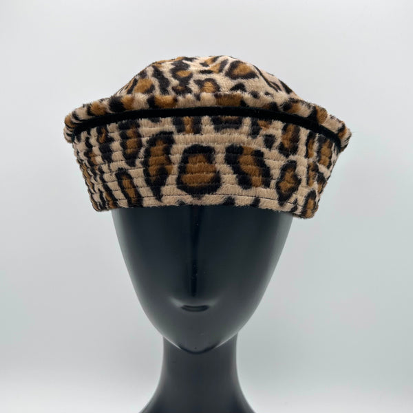 Fuzzy Leopard Sailor Hat