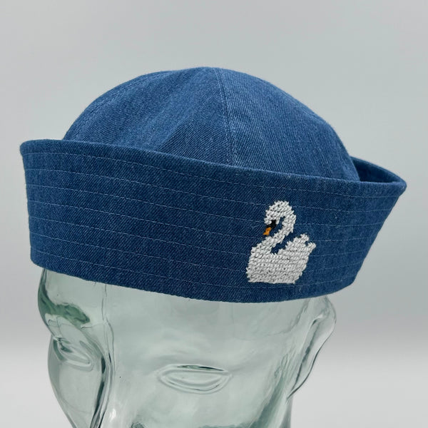 1/1 Denim Cross-stitch Swan Hat