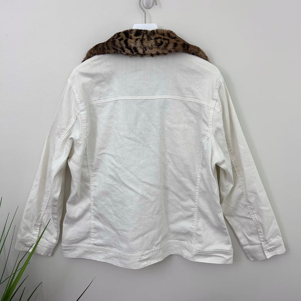 Leopard Trim Denim Jacket