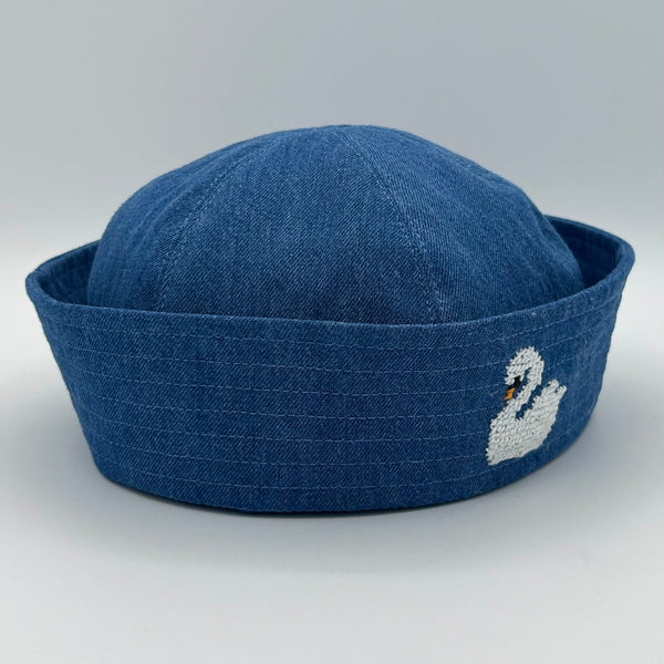 1/1 Denim Cross-stitch Swan Hat