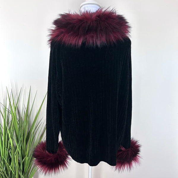 Black Cherry Faux Fur Cardigan