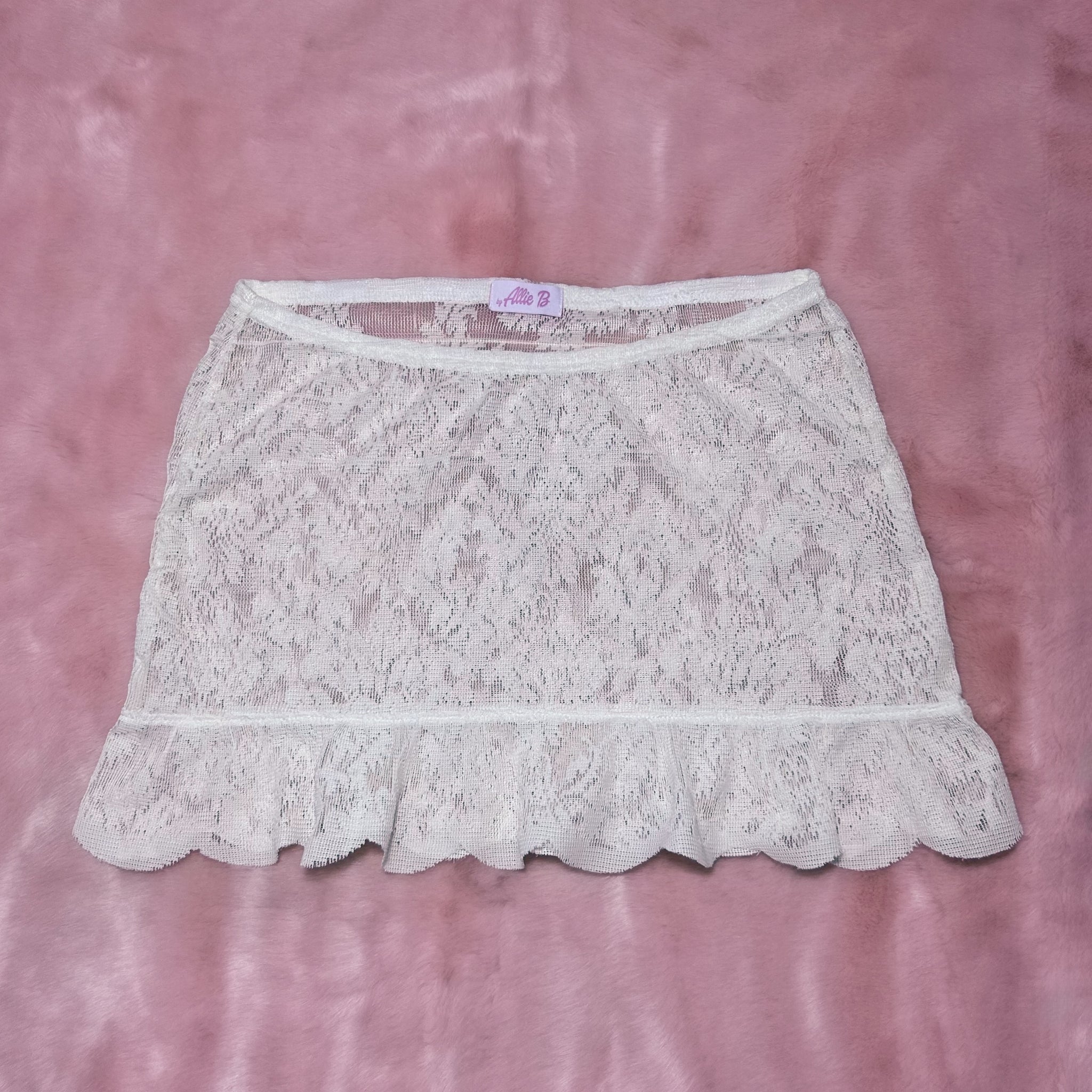 Sheer Lace Mini Skirt