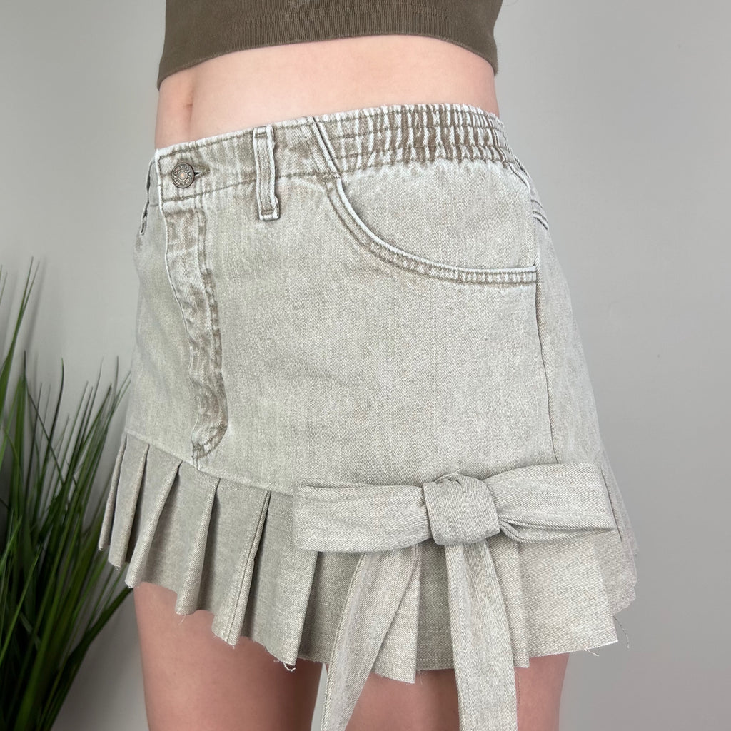 Denim Pleated Mini Skirt – Reworked by Allie