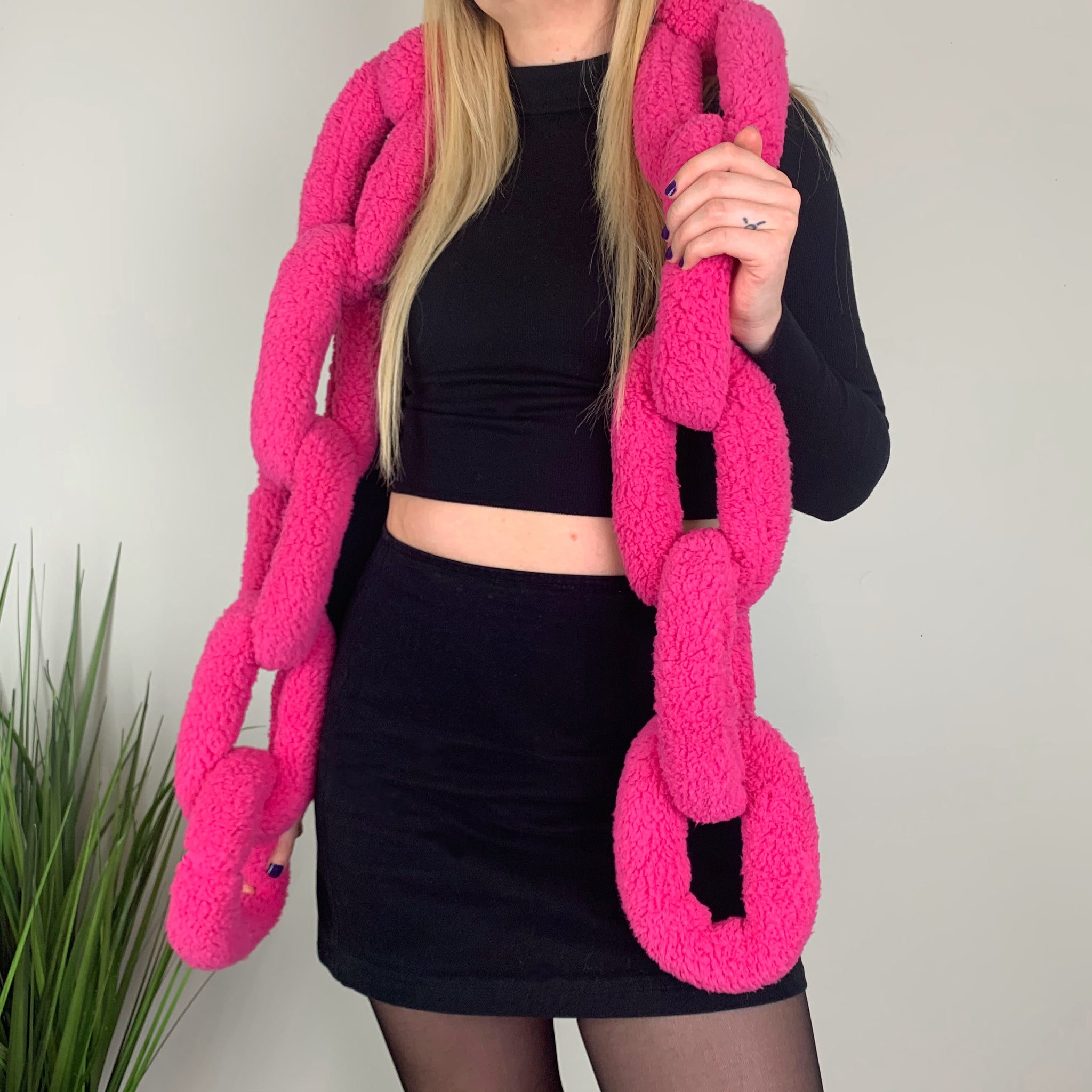 Hot Pink Chain Link Scarf